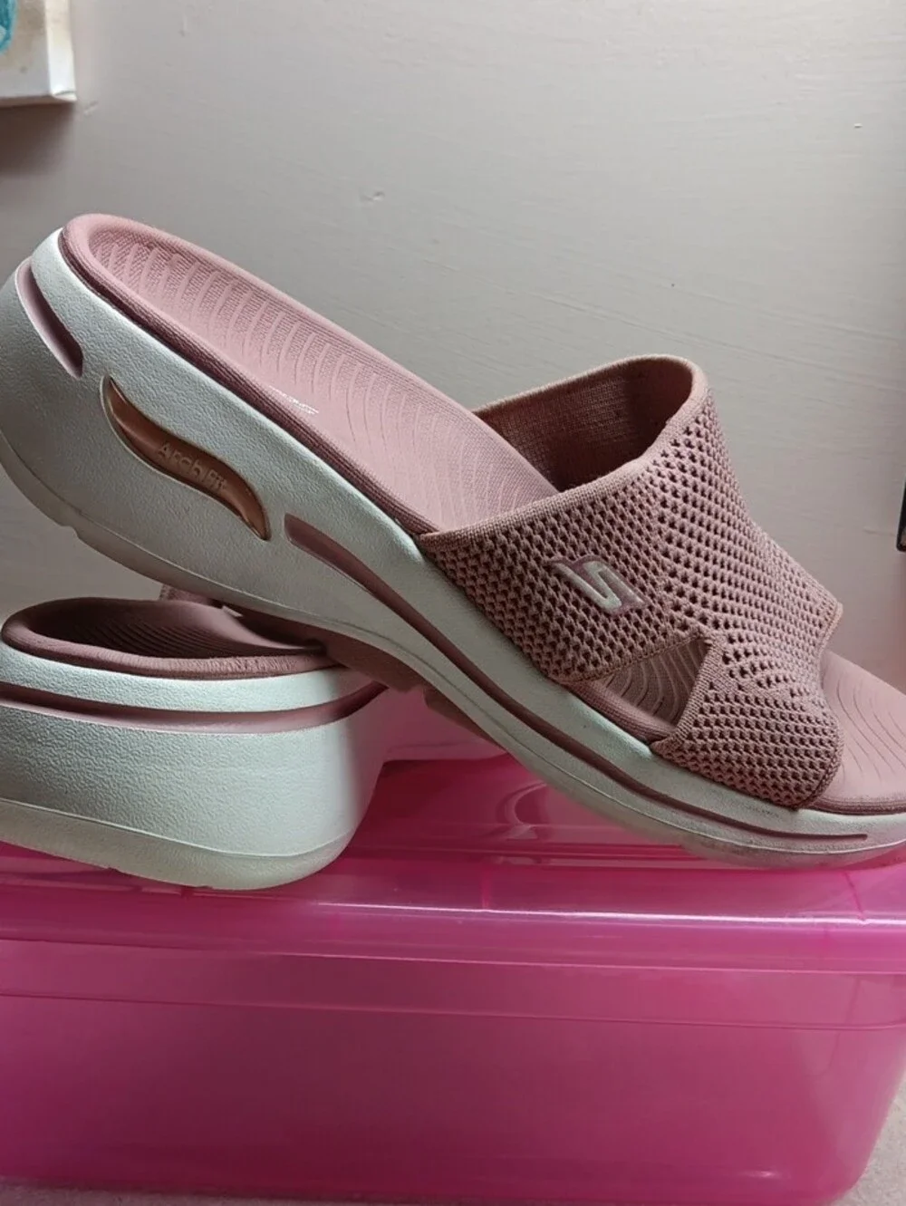 Comfort Knit Slide Sandals in Mauve Blush